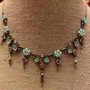 Multicolor Gold-Tone Statement Floral Necklace, Princess Length by Orly Zeelon